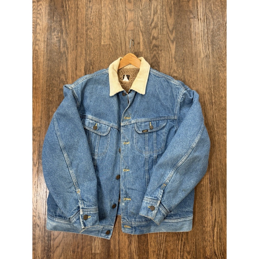 Vintage 70s Lee Storm Rider Denim Jacket Sherpa Lined Made In USA Large
